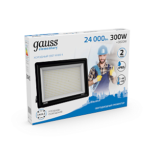Прожектор светодиодный Gauss Elementary G2 300W 24000lm IP65 6500К черный 1/4