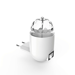 Светильник розеточный MOOD 3W 220-240V белый с фиксированной проекцией "диско"  LED 1/10/100