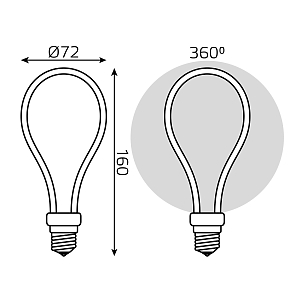 Лампа Gauss Filament Artline А72 4W 330lm 2700К Е27 milky LED 1/10/100