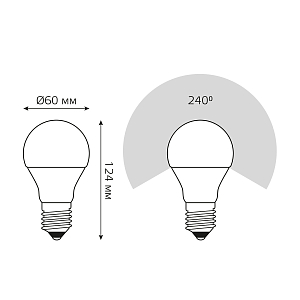 Лампа Gauss Elementary A60 20W 1750lm 6500K E27 LED 1/10/50