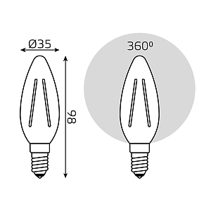 Лампа Gauss Basic Filament Свеча 4,5W 400lm 2700К Е14 LED 1/10/50