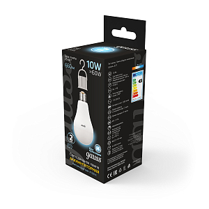 Лампа Gauss A60 10W 660lm 4100K E27 с Li-Ion аккумулятором LED 1/10/60