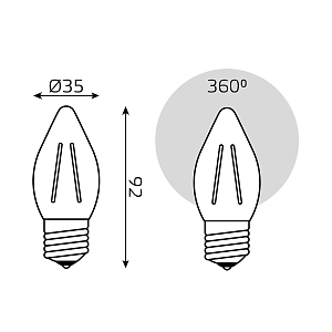 Лампа Gauss Filament Свеча 11W 810lm 2700К Е27 LED 1/10/50