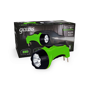 Фонарь ручной Gauss модель GFL104 4LED 40lm  lead acid 350mAh LED 1/12/72