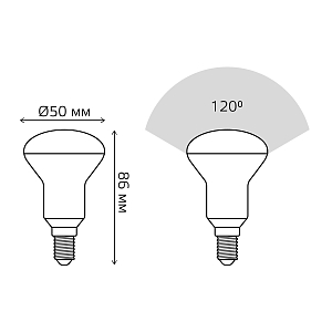 Лампа Gauss R50 6W 500lm 3000K Е14 LED 1/10/100