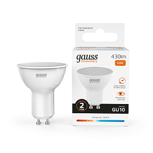 Лампа Gauss Elementary MR16 5.5W 430lm 3000К GU10 LED 1/10/100