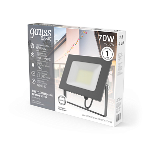 Прожектор Gauss BASIC 70W 6300lm 6500K 200-240V IP65 графитовый LED 1/10