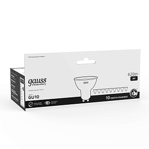 Лампа Gauss Elementary MR16 8W 620lm 4100K GU10 LED (10 ламп в упаковке) 1/10