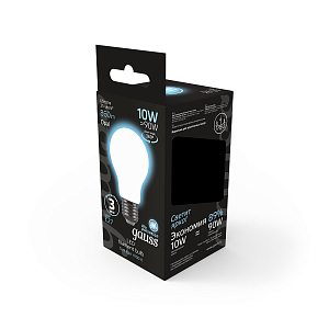 Лампа Gauss Filament А60 10W 860lm 4100К Е27 milky LED 1/10/40