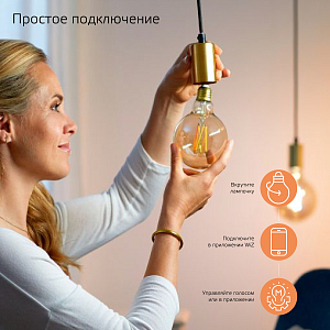 Лампа Gauss Smart Home Filament С35 4,5W 495lm 2000-6500К E14 изм.цвет.темп.+дим. LED 1/10/40