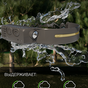 Фонарь налобный Gauss модель GFL411 7W 330lm Li-ion 800mAh LED 1/10/100