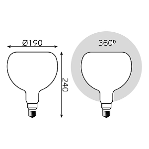 Лампа Gauss Filament А190 10W 890lm 4100К Е27 milky диммируемая LED 1/6