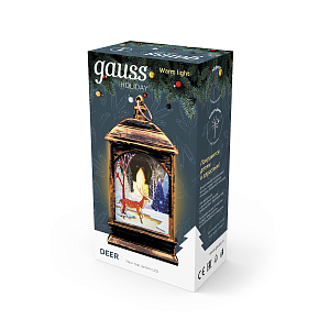 Фонарь новогодний светодиодный Олененок Gauss серия Holiday, 0,1W, тёплый свет,  бронзовый, батарейки в комплекте, 1/100