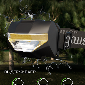 Фонарь налобный Gauss модель GFL306 1W 100lm 3xAAА LED 1/12/60