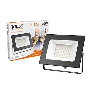Прожектор светодиодный Gauss Elementary G2 70W 6290lm IP65 3000К черный 1/16