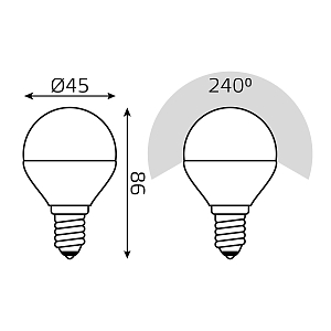 Лампа Gauss Basic Шар 7W 470lm 3000K-4000K-6500K Е14 изм.цвет.темп. LED 1/10/100