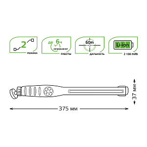 Фонарь автомобильный Gauss модель GFL801 8W 500Lm Li-ion 2100mAh диммируемый LED 1/12/24