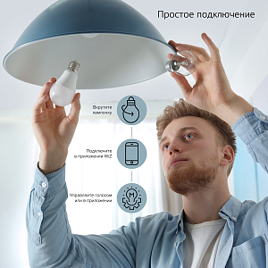 Лампа Gauss Smart Home A60 8,5W 806lm 2700-6500К E27 изм.цвет.темп.+диммирование LED 1/10/40