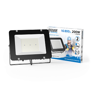Прожектор Gauss Elementary 200W 16000lm 6500К IP65 черный LED 1/10