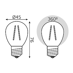 Лампа Gauss Filament Elementary Шар 12W 730lm 2700К Е27 LED 1/10/100