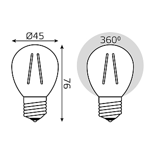 Лампа Gauss Filament Elementary Шар 8W 510lm 2700К Е27 LED 1/10/100