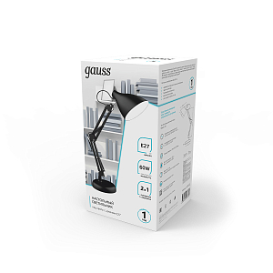 Светильник настольный Gauss модель GTL003 60W 220-240V E27 черный струбцина и основание 1/12