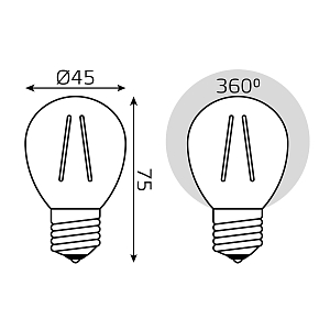 Лампа Gauss Basic Filament Шар 5,5W 510lm 2700К Е27 LED (3 лампы в упаковке) 1/20