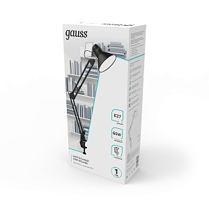 Светильник настольный Gauss модель GTL001 60W 220-240V E27 черный струбцина 1/16
