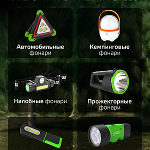 Фонарь налобный Gauss модель GFL410 3W 80lm Li-ion 400mAh LED 1/10/80