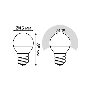 Лампа Gauss Elementary Шар 12W 950lm 6500K Е27 LED 1/10/100