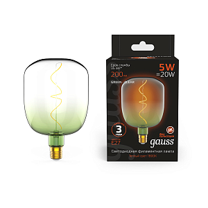 Лампа Gauss Filament V140 5W 200lm 1800К Е27 green-clear flexible LED 1/6