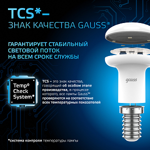 Лампа Gauss R39 4W 370lm 6500K Е14 LED 1/10/100