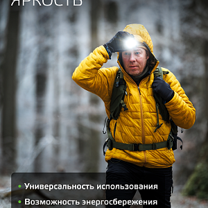Фонарь налобный Gauss модель GFL401 5W 100lm диммируемый Li-ion 3000mAh LED 1/10/90