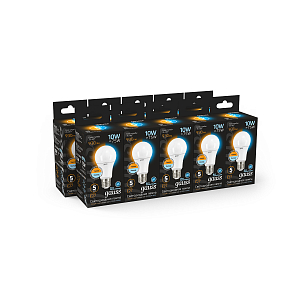 Лампа Gauss A60 10W 930lm 2700K/4100K E27 изм.цвет.темп. LED 1/10/50