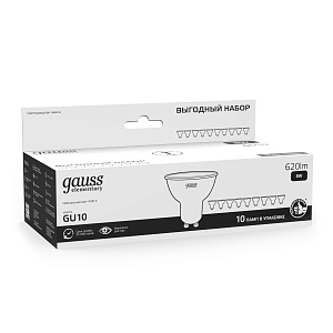 Лампа Gauss Elementary MR16 8W 620lm 4100K GU10 LED (10 ламп в упаковке) 1/10