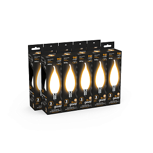Лампа Gauss Filament Свеча на ветру 9W 590lm 3000К Е14 milky LED 1/10/50