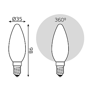 Лампа Gauss Filament Свеча 9W 610lm 4100К Е14 milky диммируемая LED 1/10/50