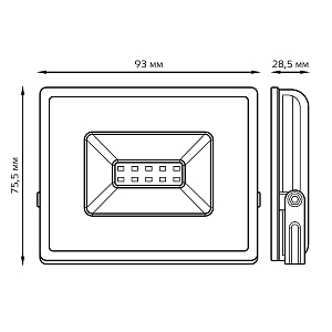 Прожектор Gauss Elementary 10W 850lm 6500К IP65 черный LED 1/60