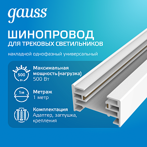 Светильник трековый Gauss Track Light LED цилиндр 10W 800lm 4000K 220-240V IP20 55*188мм белый 60º LED 1/30