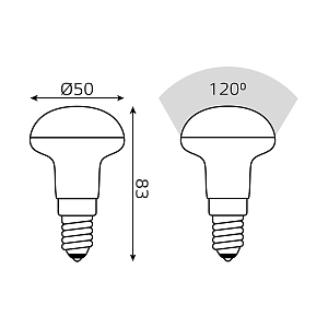 Лампа Gauss Elementary R50 6W 450lm 4100K Е14 LED 1/10/50