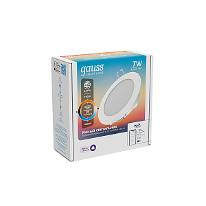 Свет-ик даунлайт Gauss Smart Home 7W 650lm 2700-4000К 220-240V IP20 105*35мм изм.цв.тем+дим LED 1/30