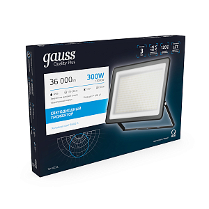 Прожектор Gauss Qplus 300W 36000lm 6500K 175-265V IP65 черный LED 1/2