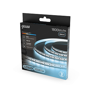 Лента Gauss LED 2835/180 24V 16W/m 1800lm/m 4000K 8mm IP20 5m 1/100