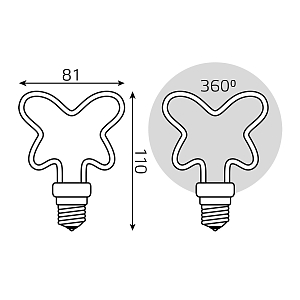 Лампа Gauss Filament Artline Butterfly 4W 330lm 2700К Е27 milky LED 1/10/100
