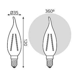 Лампа Gauss Filament Elementary Свеча на ветру 12W 750lm 4100К Е14 LED 1/10/100