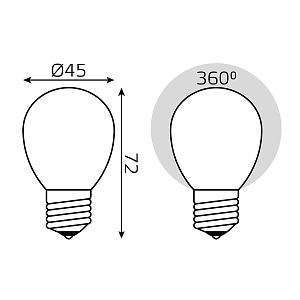Лампа Gauss Filament Шар 9W 610lm 4100К Е27 milky LED 1/10/50