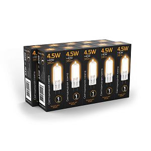 Лампа Gauss G4 AC220-240V 4.5W 380lm 3000K стекло LED 1/10/200