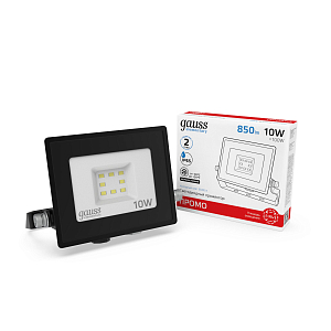 Прожектор светодиодный Gauss Elementary 10W 850lm 6500К IP65 ПРОМО G3 черный LED 1/20