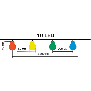 Гирлянда садовая на солнечной батарее 10 LED ламп Большие Шары, мультицвет Gauss Solar, 1/12