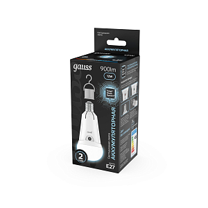 Лампа Gauss A80 12W 900lm 4100K Е27 авар. с Li-Ion аккумулятором LED 1/5/50